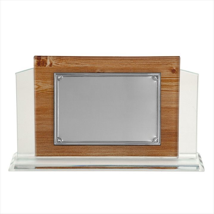 Placa Homenaje Cristal-Aluminio 21x17x6cm P-2233/3C Detalles Esquinas