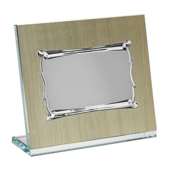 Placa Homenaje Cristal-Aluminio 22x17,5cm P-3023/3C Chapa Pergamino 16x12cm