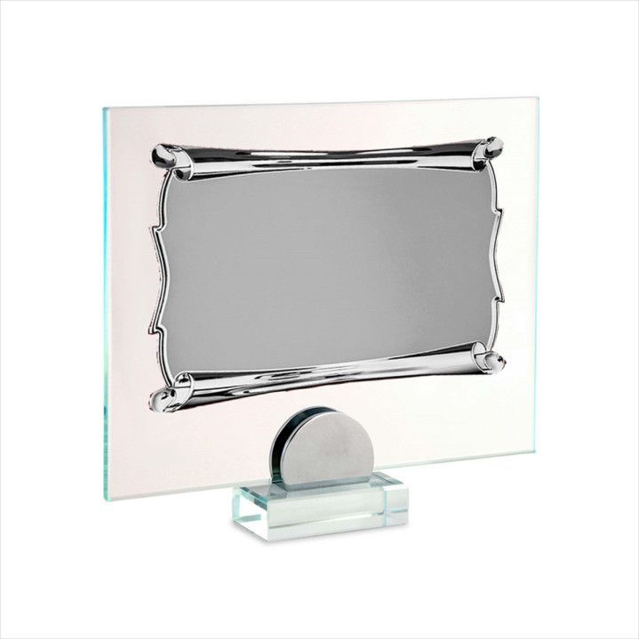 Placa Homenaje Cristal-Aluminio 22x17cm P-2269/3C Pergamino C/Pie