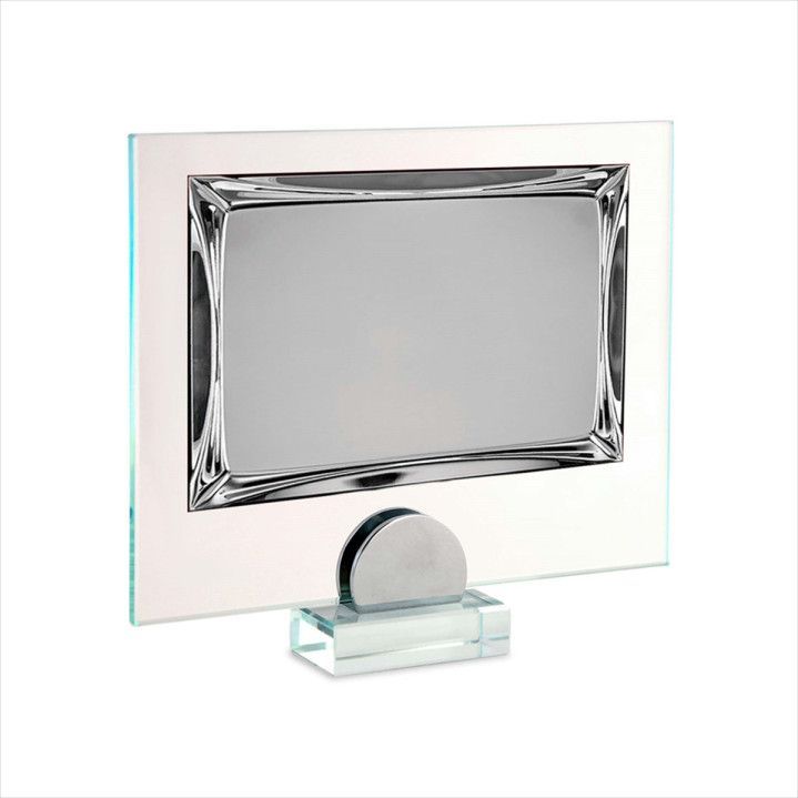 Placa Homenaje Cristal-Aluminio 22x17cm P-2270/3C Bordes Detallados C/Pie