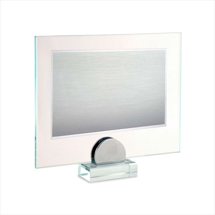 Placa Homenaje Cristal-Aluminio 24x19cm P-2271/2C Lisa C/Pie