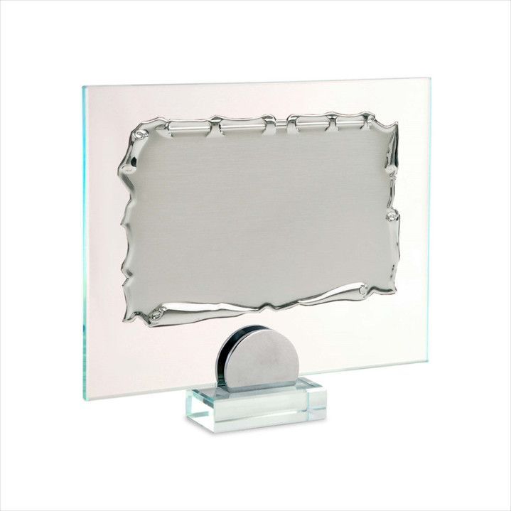 Placa Homenaje Cristal-Aluminio 24x19cm P-2272/2C Pergamino C/Pie