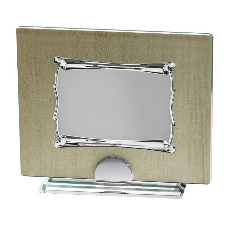 Placa Homenaje Cristal-Aluminio 24x20cm P-3016/3C Chapa Pergamino 16x12cm