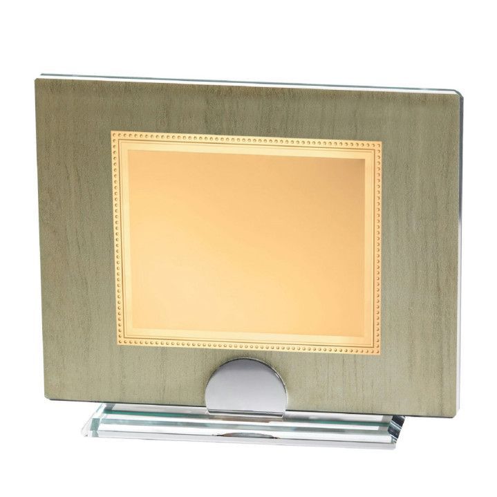 Placa Homenaje Cristal-Aluminio 24x20cm P-3017/3C Chapa Dorada Bordes Detallados 16x12cm