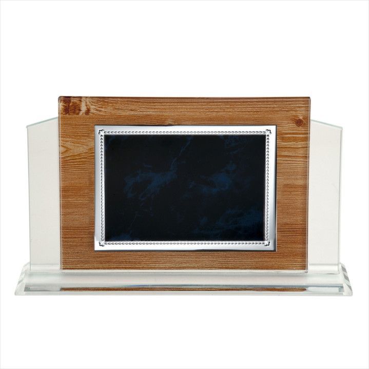 Placa Homenaje Cristal-Aluminio 25x20x6cm P-2236/3C Centro Azul