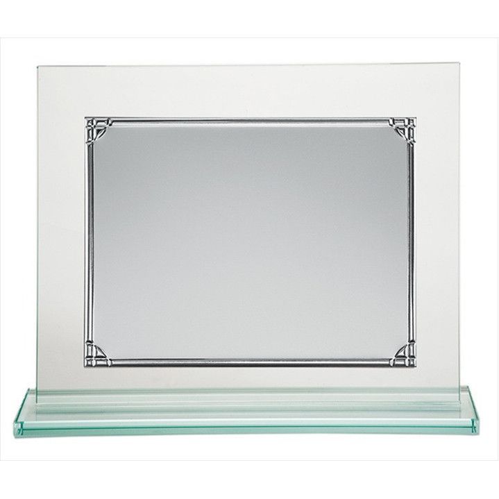 Placa Homenaje Cristal-Latón 21x18cm P-2227/2C Bordes Detallados