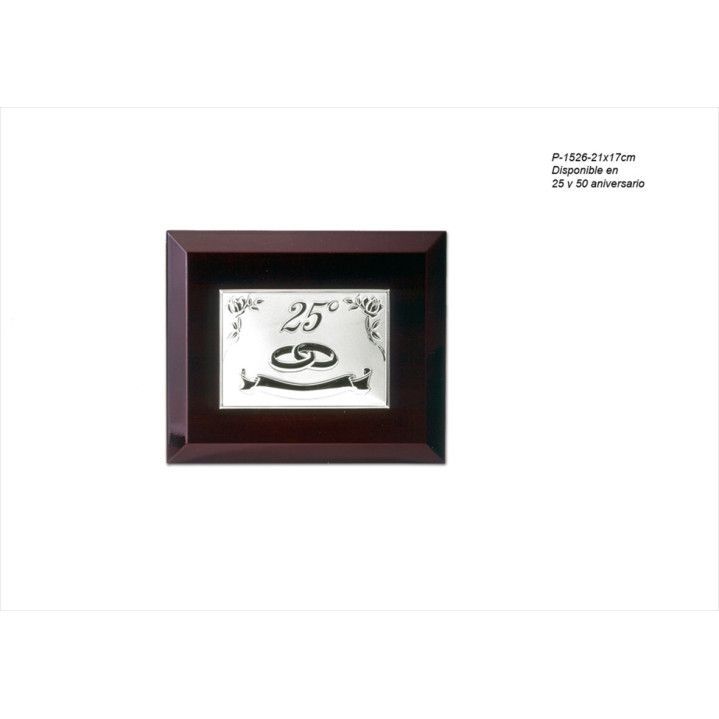 Placa Homenaje Madera-Acero Bilaminado 21x17cm P-2526V Alianzas 25 Aniversario