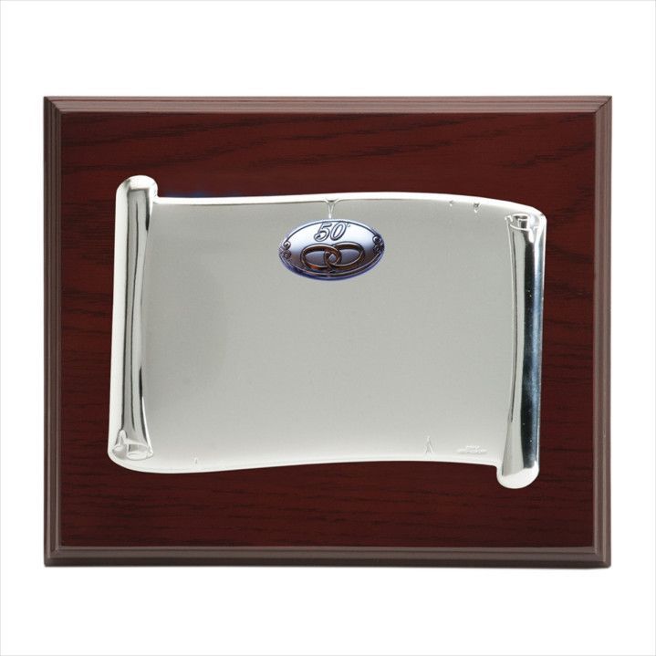 Placa Homenaje Madera-Acero Bilaminado 23x19cm P-2244/2BC Alianzas 50 Aniversario