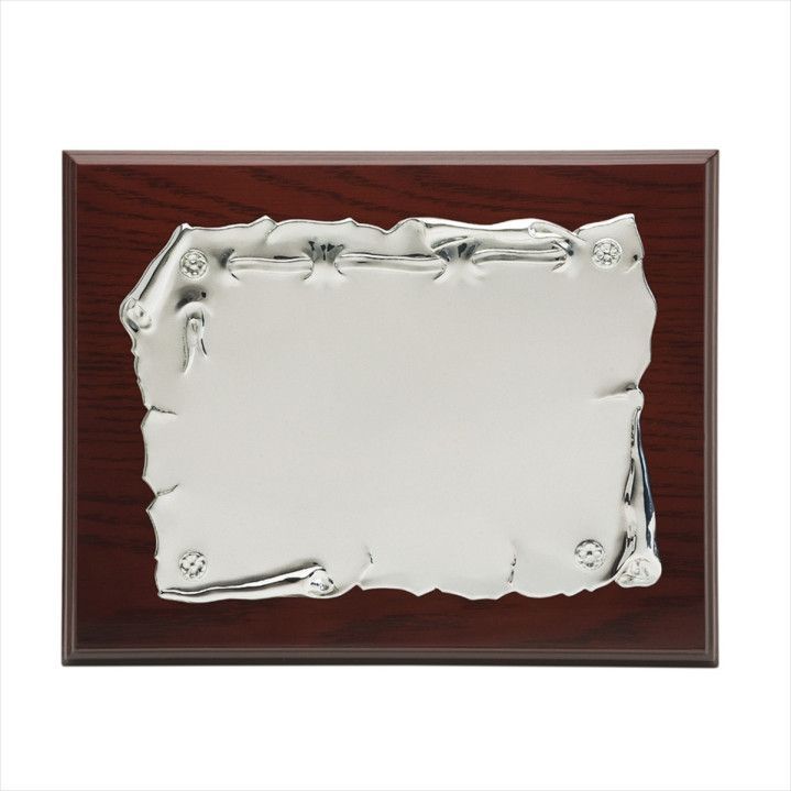 Placa Homenaje Madera-Alpaca 23x19cm P-2019/2A Pergamino - Estuche Incluido