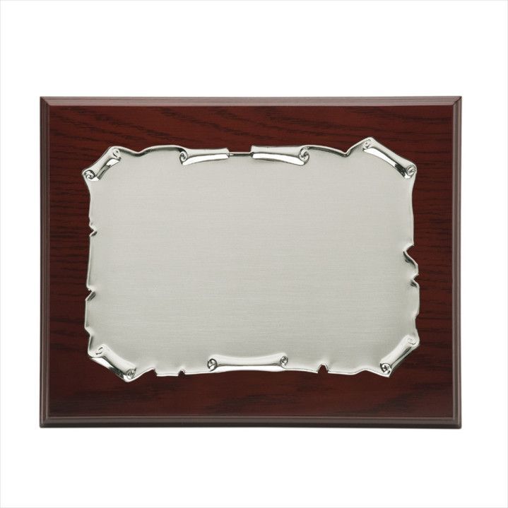 Placa Homenaje Madera-Aluminio 23x19cm P-2050/2M Pergamino Plateado
