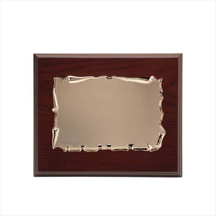 Placa Homenaje Madera-Aluminio 29x23cm P-2046/1M Pergamino Oro Rosa