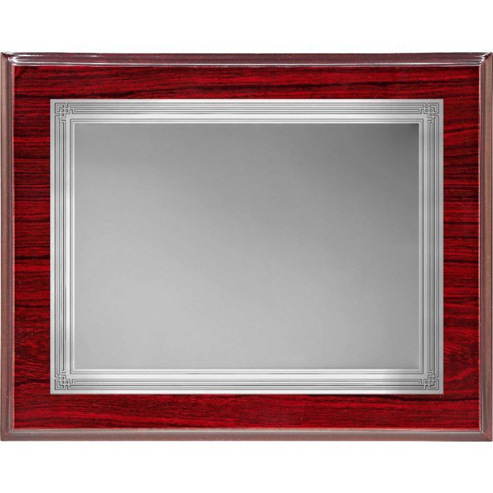 Placa Homenaje Madera-Aluminio 29x23cm P-2130/1X Bordes Adornados Plateada