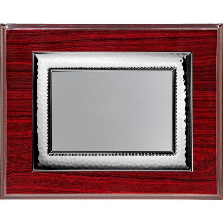 Placa Homenaje Madera-Aluminio 33x27cm P-2140/GX Bordes Gruesos Plateada