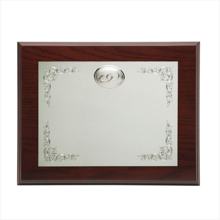 Placa Homenaje Madera-Plata 23x19cm P-2011/2P Óvalos - Estuche Incluido