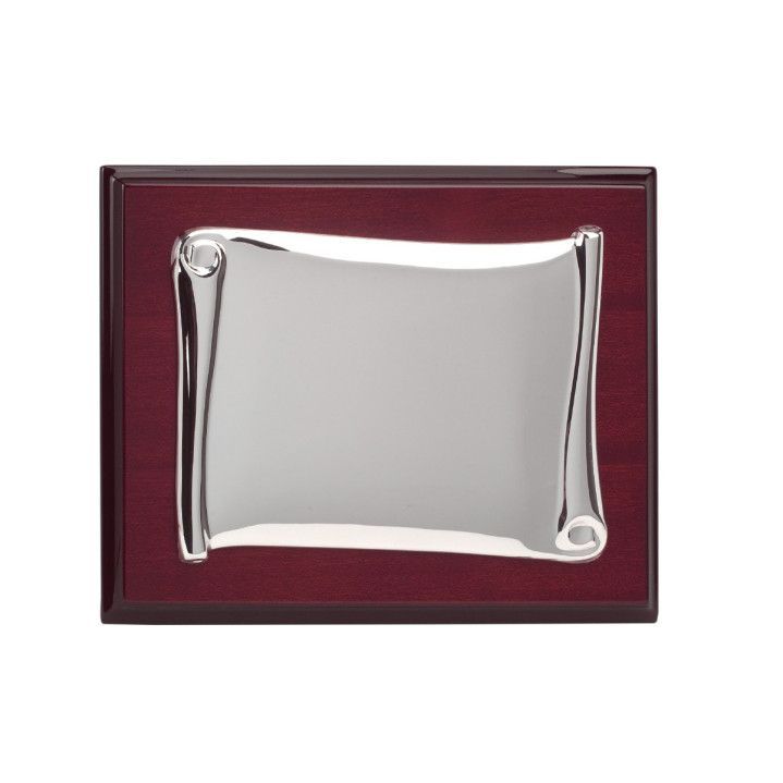 Placa Homenaje Madera-Plata 27,8x20,5cm P-4002/2P Pergamino Brillo
