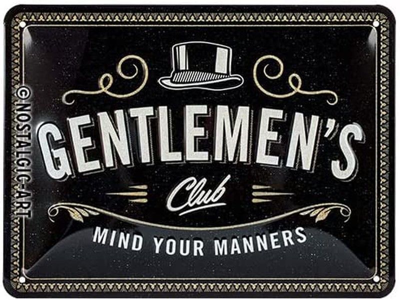 Placa Metal 15x20 Cuidado Gentlemen's Club Retro Vintage