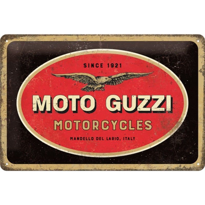 Placa Metal 20x30 Moto Guzzi Moto Guzzi Logo Motorcycles Retro Vintage