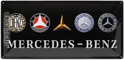 Placa Metal 25x50 Mercedes-Benz Mercedes-Benz Logo Evolution Retro Vintage