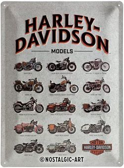 Placa Metal 30x40 Harley-Davidson Model Chart Retro Vintage