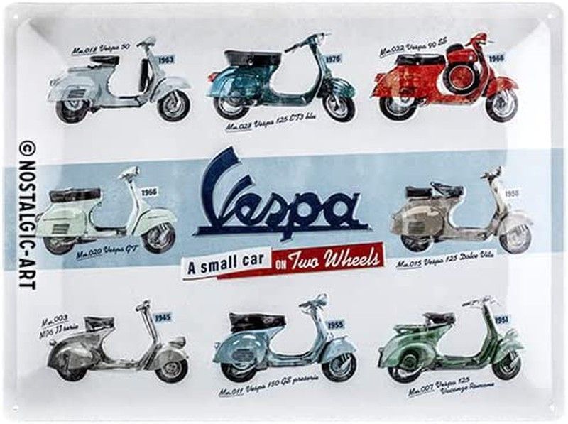 Placa Metal 30x40 Vespa Model Chart Retro Vintage