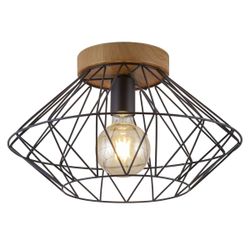 Plafon Antibes Negro Y Madera 1 X 60W E-27