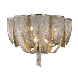 Plafón, con 10 luces, de metal plateado, Ø 68 x 50 cm | Minerva