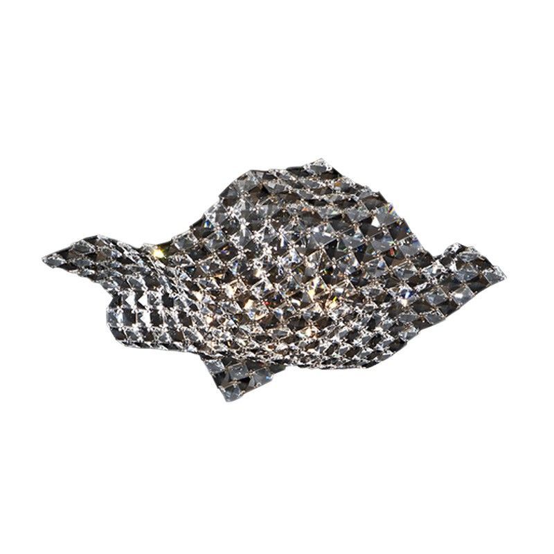 Plafón, con 4 luces, S de metal y cristal, 43 x 43 x 12 cm | Satén