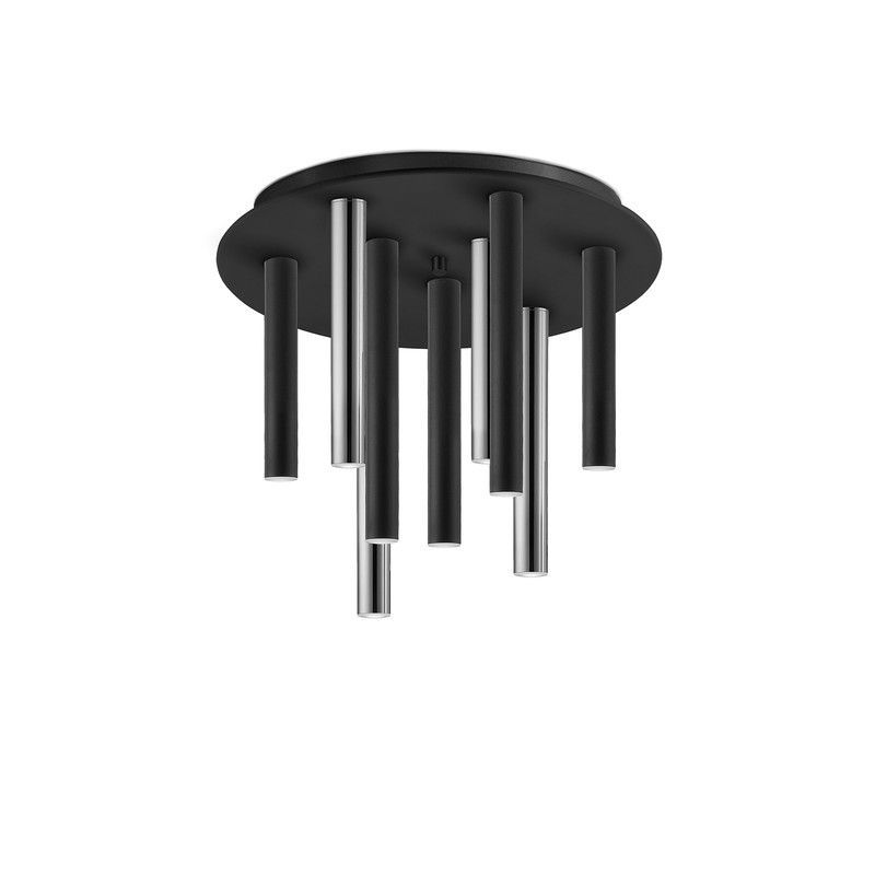 Plafón, con 9 luces, de metal negro y dorado, Ø 42 x 35 cm | Varas