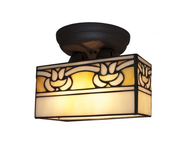 Plafón rectangular Tiffany Serie Atenea Tiffan y Luz