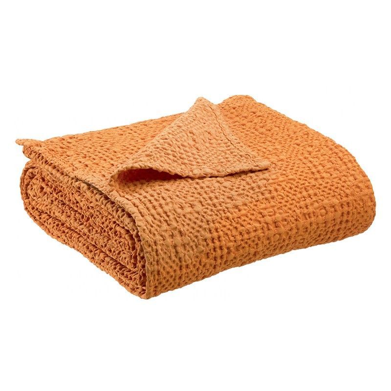 Plaid de algodón en amarillo mostaza, 200 x 140 cm | Tana