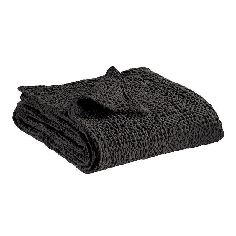 Plaid de algodón en antracita, 200 x 140 cm | Tana