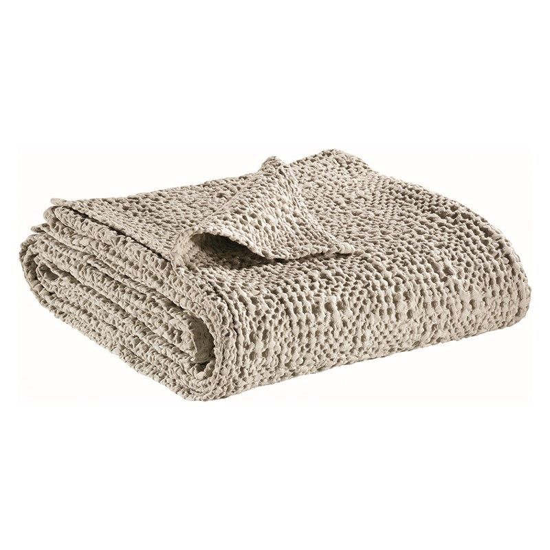 Plaid de algodón en beige, 200 x 140 cm | Tana