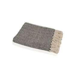 Plaid de algodón en beige y negro, 125 x 150 cm | Zigzag