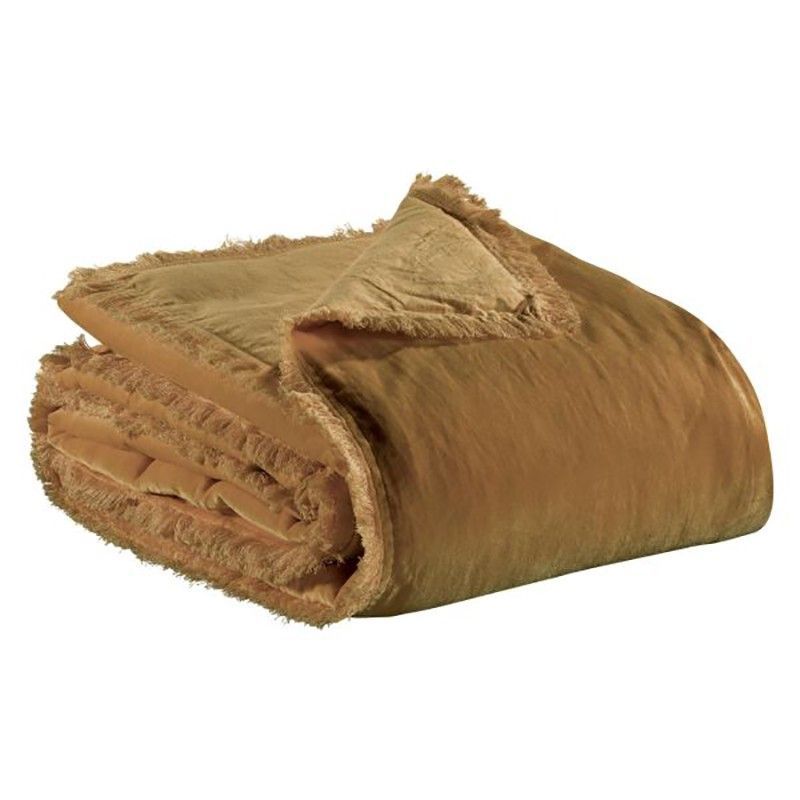 Plaid de algodón en bronce, 200 x 135 cm | Fara