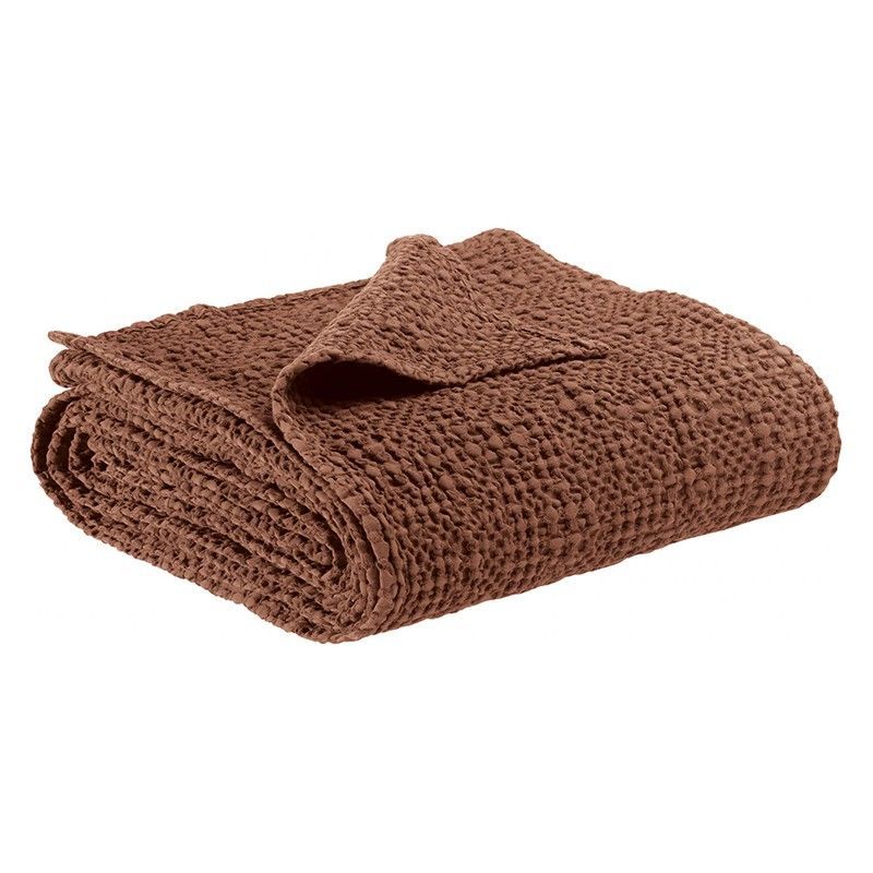 Plaid de algodón en color tabaco, 200 x 140 cm | Tana