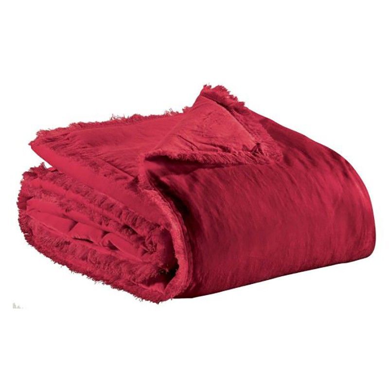 Plaid de algodón en rojo rubí, 200 x 135 cm | Fara