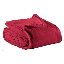 Plaid de algodón en rojo rubí, 200 x 135 cm | Fara