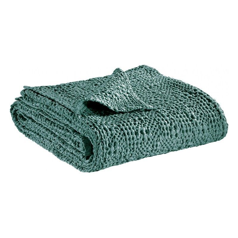 Plaid de algodón en verde grisáceo, 200 x 140 cm | Tana