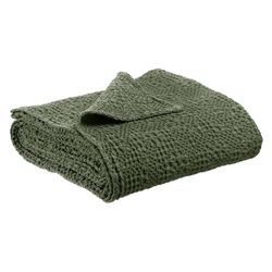 Plaid de algodón en verde oliva, 200 x 140 cm | Tana