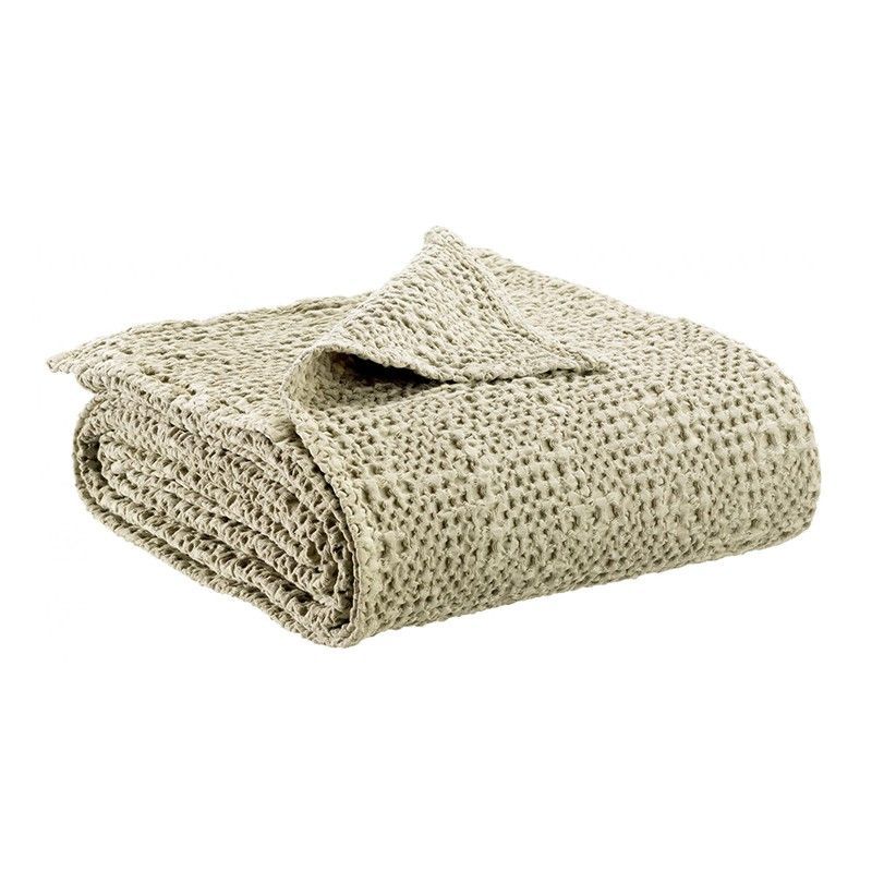 Plaid de algodón en verde pinède, 200 x 140 cm | Tana