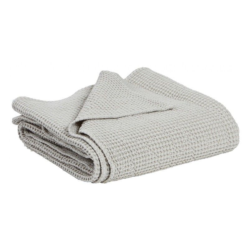 Plaid de algodón reciclado en gris lino, 200 x 140 cm | Maia