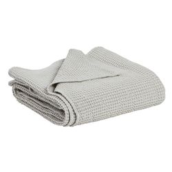 Plaid de algodón reciclado en gris lino, 200 x 140 cm | Maia