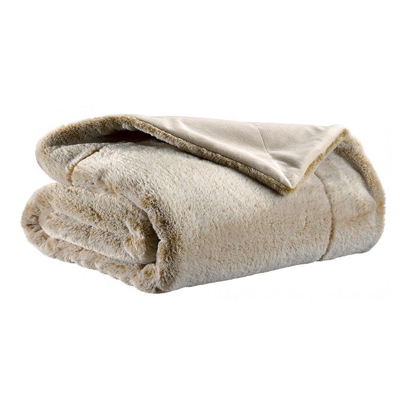 Plaid de poliéster en arena, 160 x 130 cm | Kinta