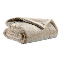 Plaid de poliéster en arena, 160 x 130 cm | Kinta