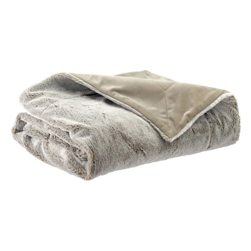 Plaid de poliéster en gris tostado, 160 x 130 cm | Kinta