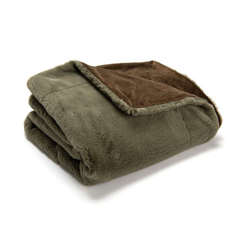 Plaid en caqui, 130 x 170 cm | Luxe