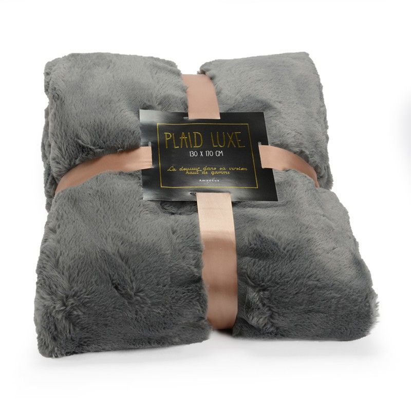 Plaid en gris antracita, 170 x 130 cm | Luxe