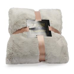 Plaid en gris claro, 170 x 130 cm | Luxe