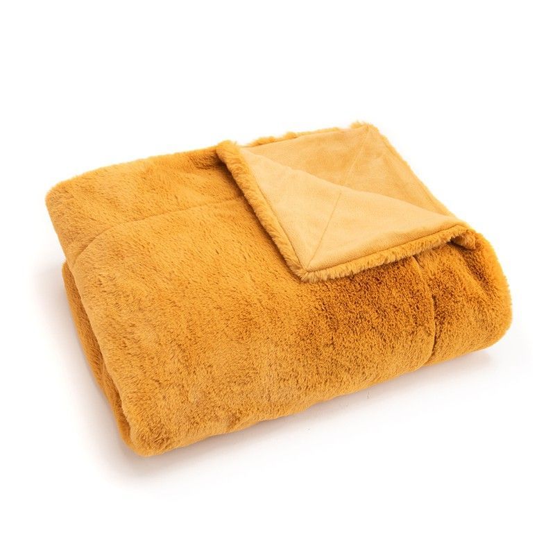 Plaid en mostaza, 130 x 170 cm | Luxe