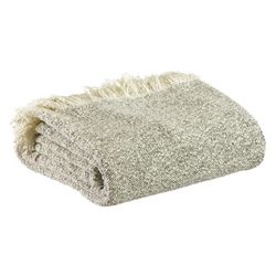 Plaid jaspeado de poliéster reciclado y algodón en verde oliva , 160 x 130 cm | Jane